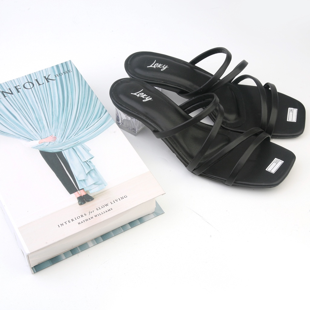 Sandal Hak Kaca High Heels 5 cm Wanita Terbaru Kekinian Pesta