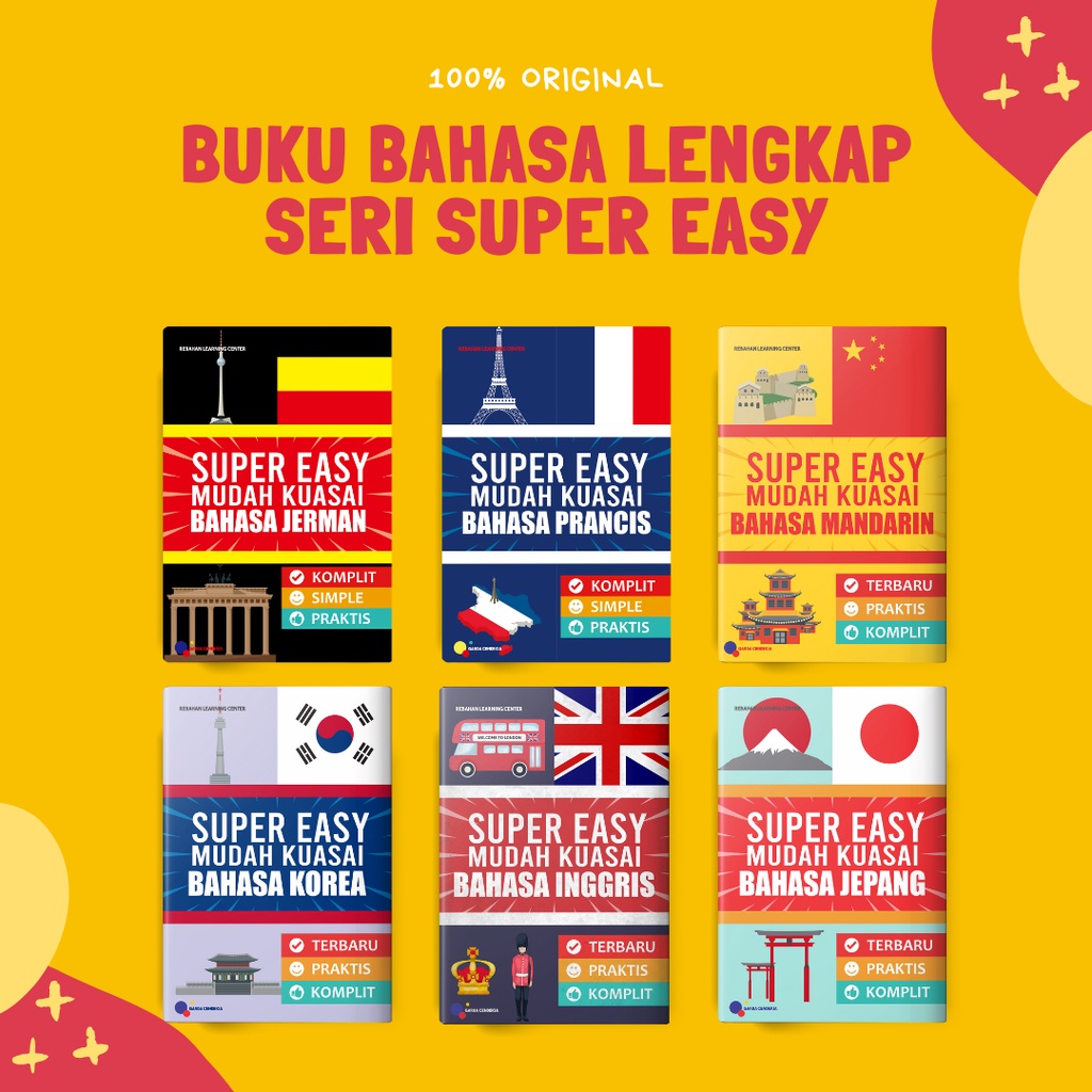 BUKU BELAJAR BAHASA ASING | SUPER EASY MUDAH KUASAI BAHASA KOREA, INGGRIS, JEPANG, PRANCIS, MANDARIN