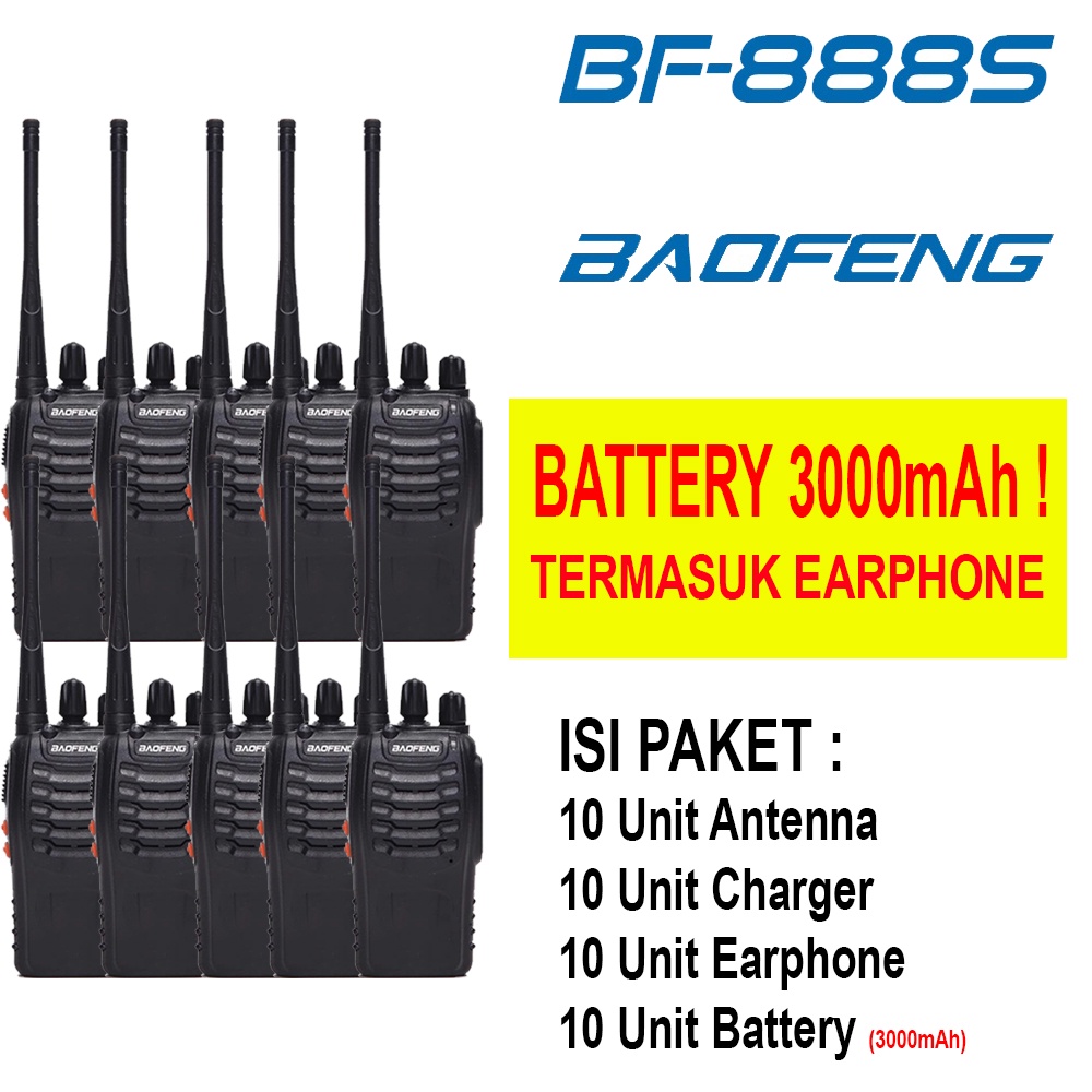 Walkie Talkie HT 888s Waterproof Portable Walky Talky 888s Jarak Jauh 10 Unit + Earset