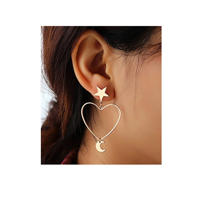 Anting Tusuk Fashion Kc Hollow Love Star And Moon Y65405