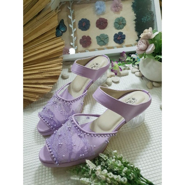 rafaizoutfit sepatu wanita cantik alissa lilac tinggi 5cm kaca