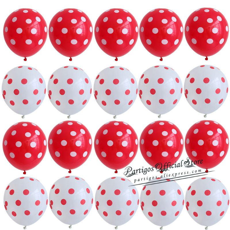 Balon Latex Polkadot MERAH-PUTIH (ecer per 10biji)