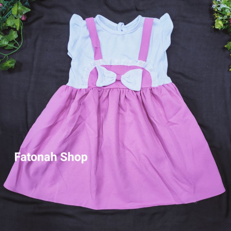 Dress Anak 1 2 tahun cewek perempuan gaun anak cewek pita moscrepe ( gaun pita mosCe )