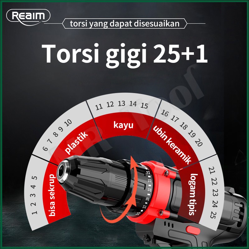 108VF Cordless Driver Drill 3 sistem Mesin Bor Baterai Mesin Bor Tangan Listrik Bor Mesin Elektrik Drill Reversible