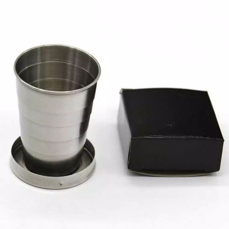 Gantungan Kunci Gelas Lipat Stainless Steel Camping Folded Cup