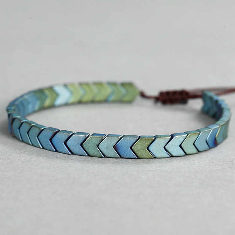 Fancyqube Gelang Hematite Cubic Zirconia Handmade Adjustable Untuk Pria