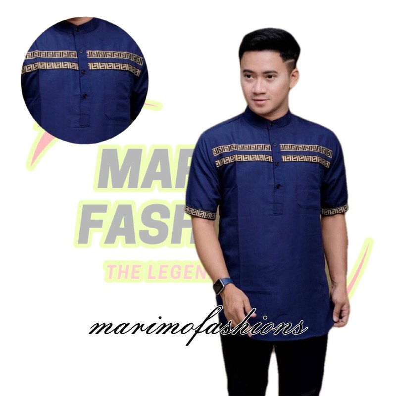 Baju Koko Kurta Pria Dewasa Lengan Pendek Material Catton Adem Serap Keringat