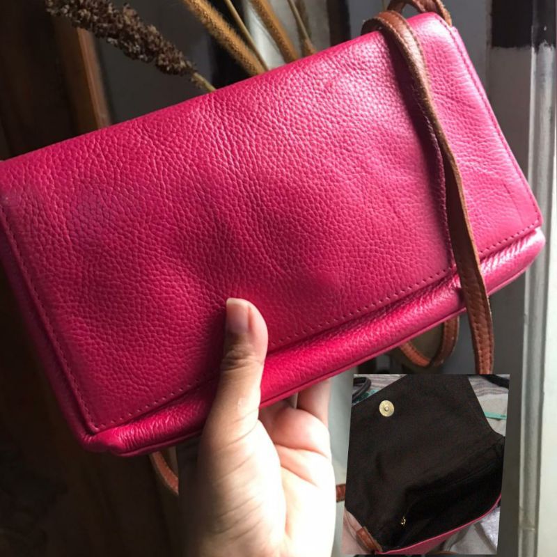 preloved second tas wanita sling selempang pink fanta