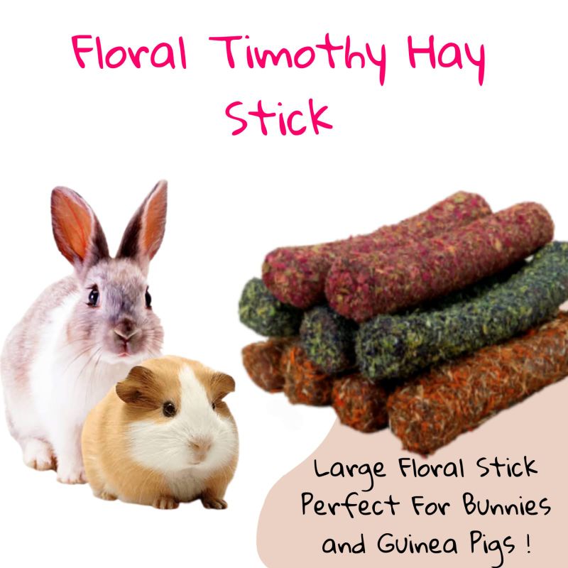 Flower Timothy Hay Sticks Rabbit and Guinea Pig Premium Gnawing Snacks