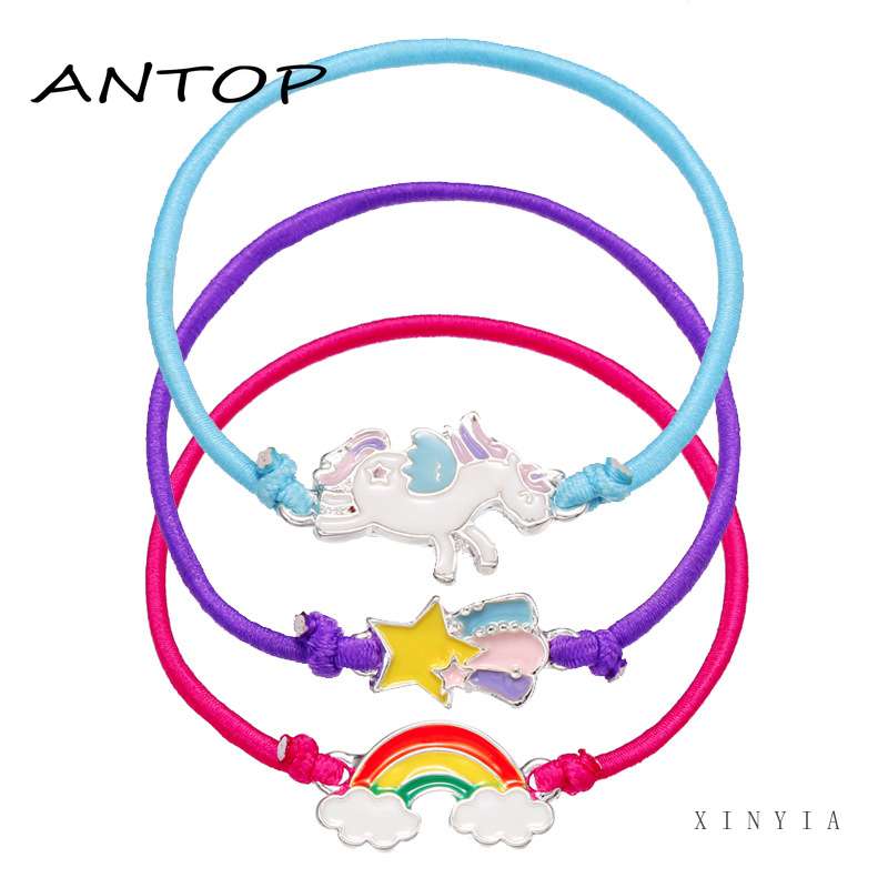 Korea Ins Rainbow Tali Rambut Peri Super Indah Meteor Unicorn Tali Elastis Gelang Elastis Penggunaan Ganda ANTOP