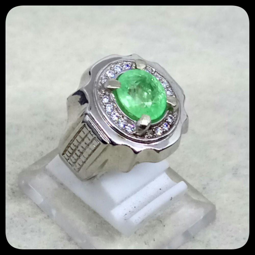 CINCIN BATU AKIK PERMATA ZAMRUD CHATAM RING ALPAKA SUPER GLAMOUR KEKERASAN 10MOHS TERMURAH !!!