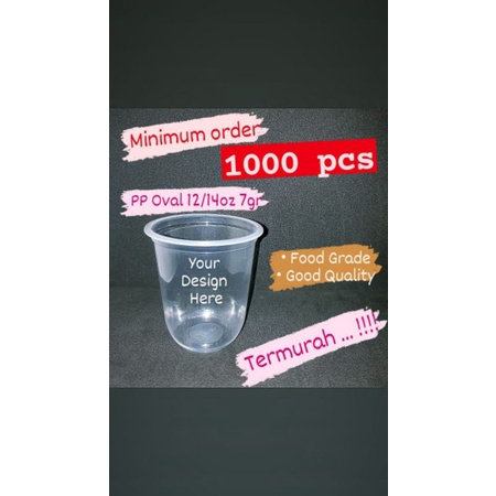 sablon gelas plastik oval 12/14oz 7gr BSM
