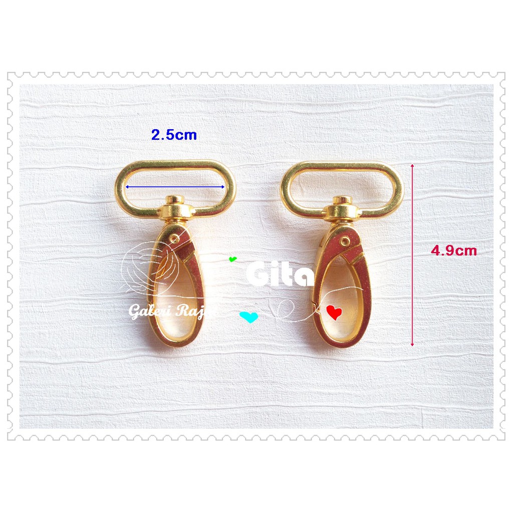 (2PCS) Pengait Tas/Kait Tas/Kaitan Tas 2.5cm Gold