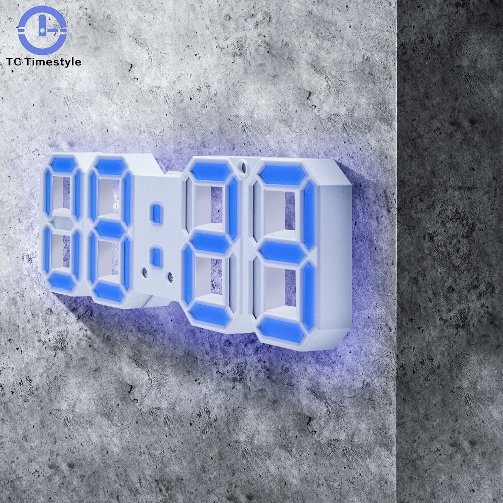 Digital Wall Clock 3d Led Display Alarm Clocks Kitchen Office Table Desktop Wall Watch Shopee Indonesia