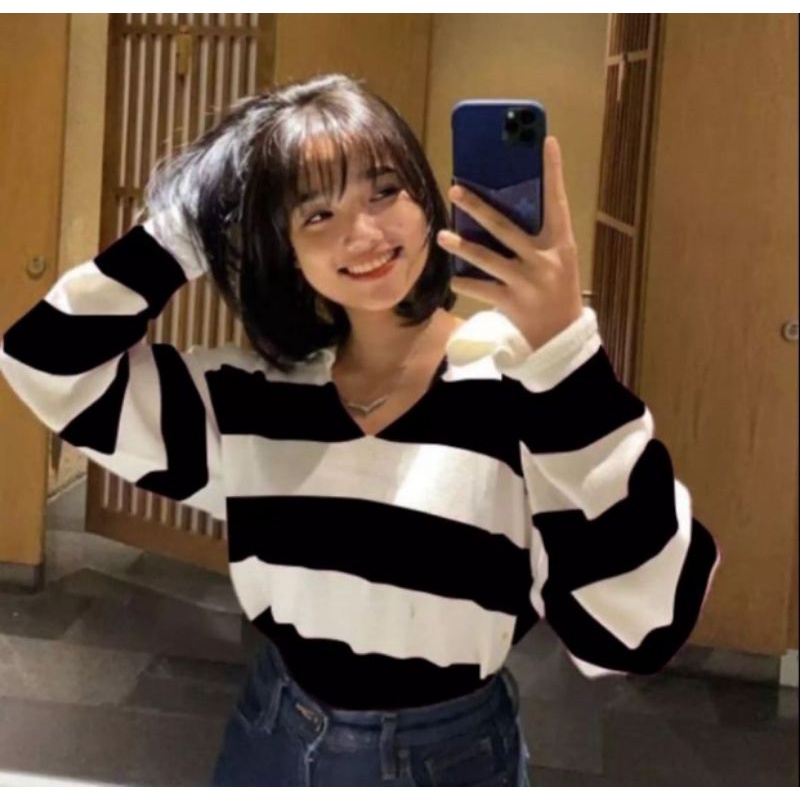 CORA BLASTER SWEATER CROPTOP | Atasan wanita | Fuji style l Baju rajut murah l rajut tebal termurah/