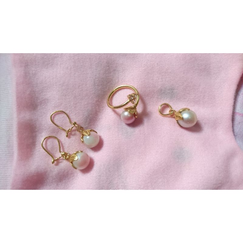 set kendary perak lapis emas mutiara Air Laut