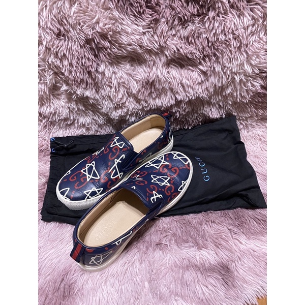 Gucci Men’s Ghost Leather Slip-on Sneaker ( 100 % ORIGINAL )