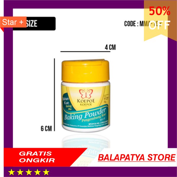 

TERMURAH Baking Powder Koepoe Koepoe 45g - Pengembang Makanan - MMA-103