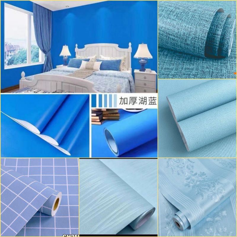Wallpaper Dinding Polos Sticker Dinding Polos Biru Muda