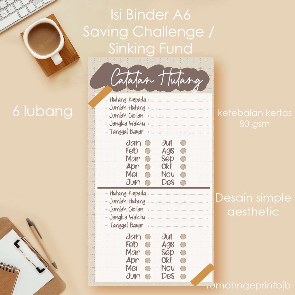 

ISI BINDER A6 6 LUBANG SINKING FUND CATATAN & NABUNG BAYAR HUTANG