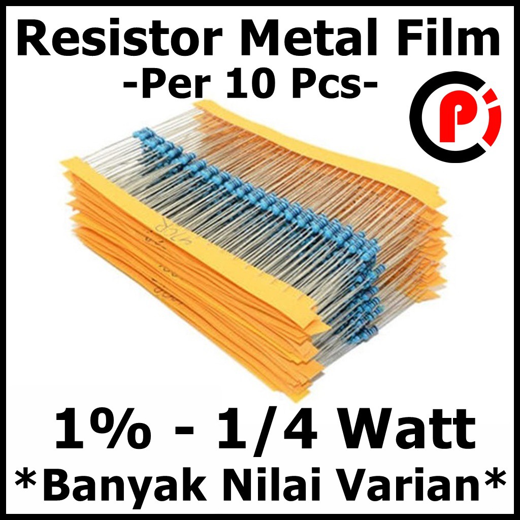 Per 10pcs Resistor Metal Film Toleransi 1 Persen 0.25 1/4 Watt Banyak Nilai Varian Per 10 Pcs