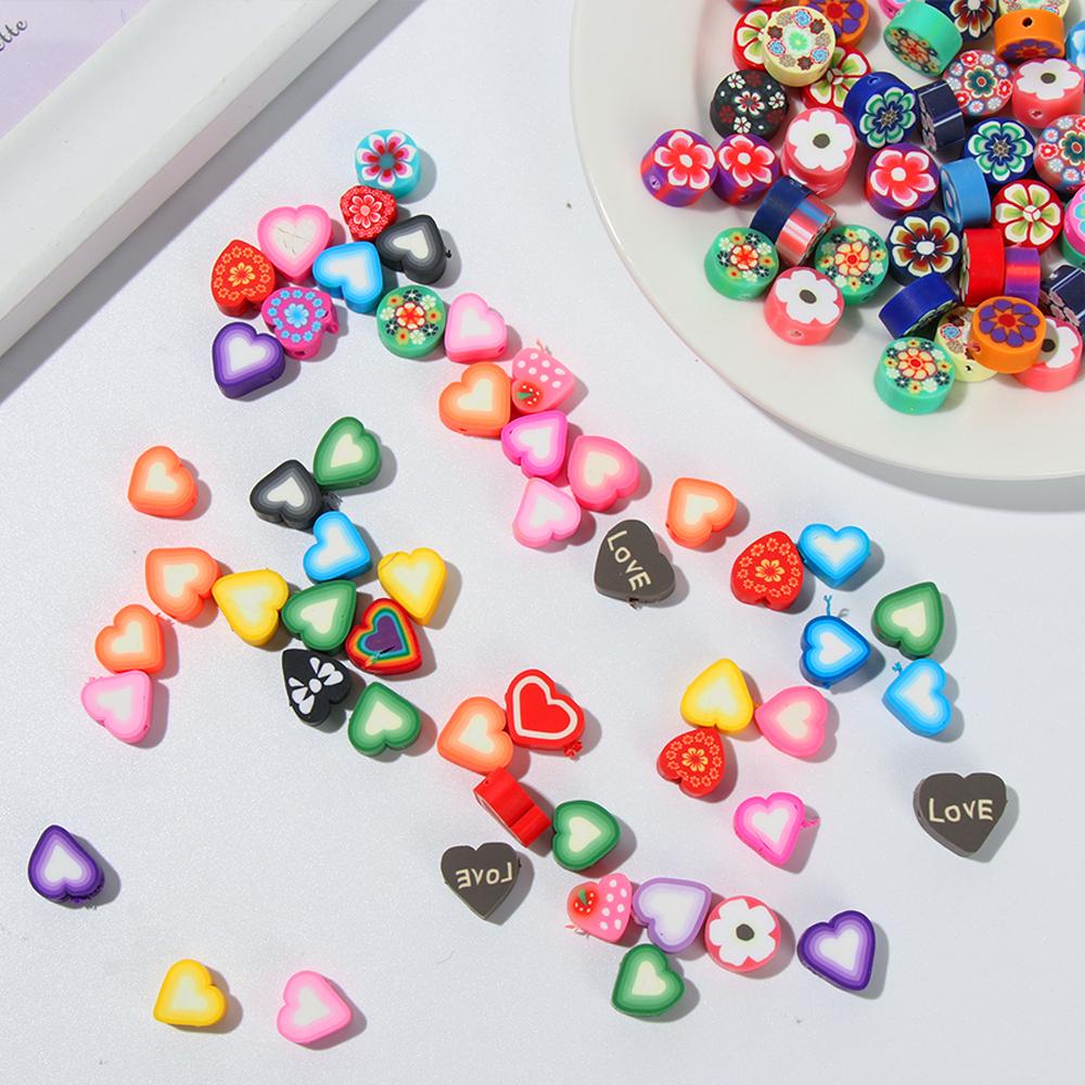 Lily 50 Pcs 10 mm Blossom Polymer Clay Spacer Dekorasi Kalung Liontin Aksesoris Buah Cinta Hati Plum