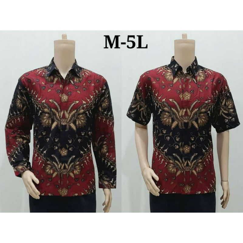 Baju Pria Kemeja Batik Dahlia Merah