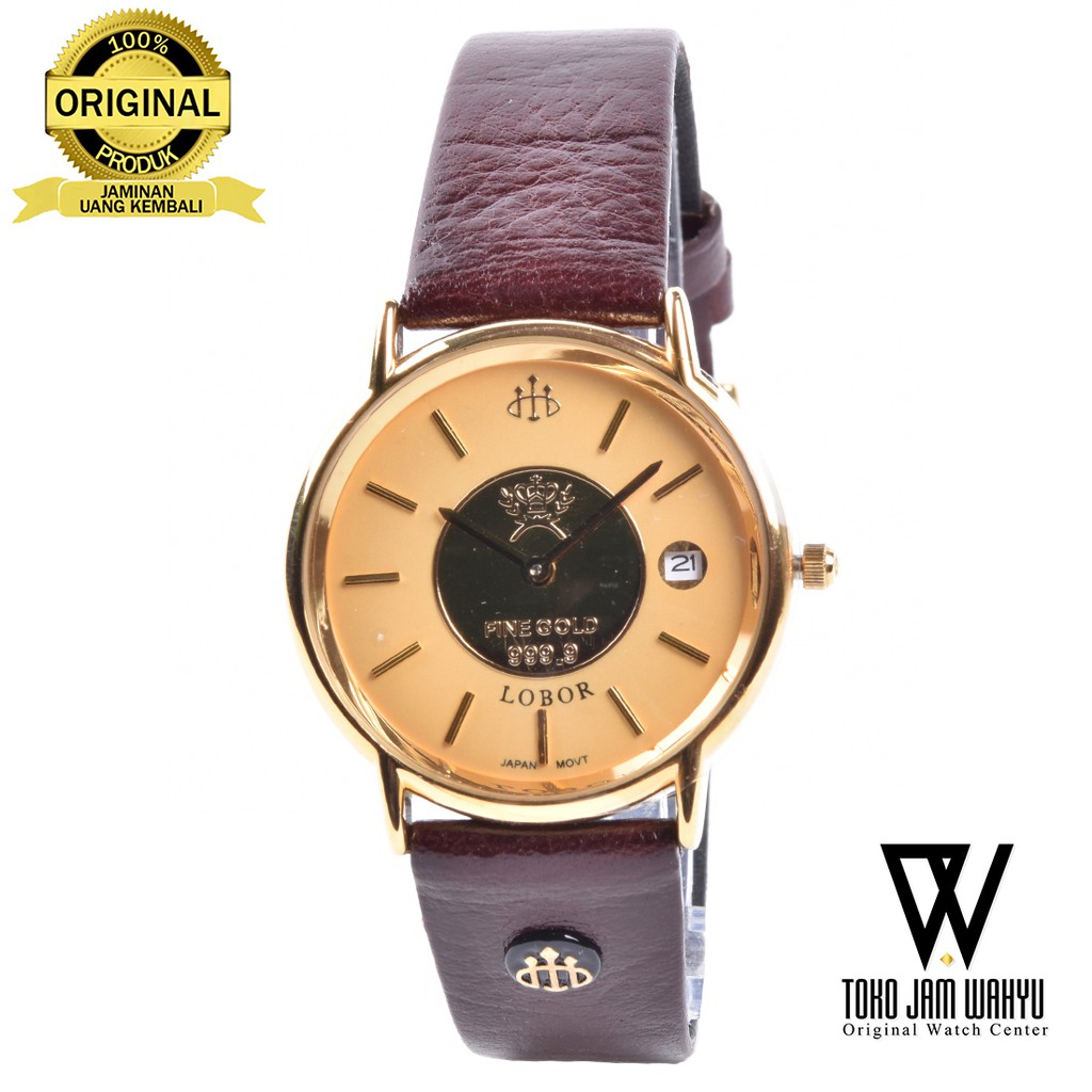 Lobor LB999.9A Jam Tangan Pria - Gold - Brown Leather Strap