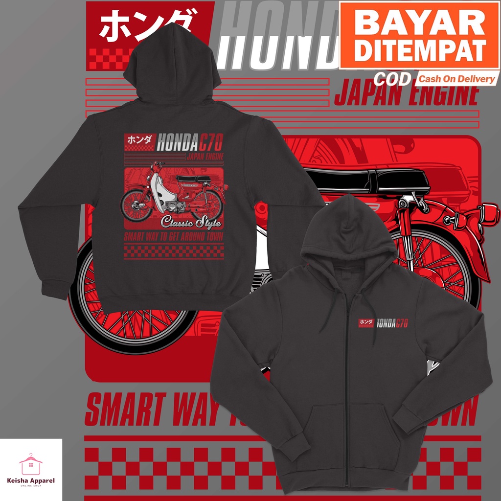 JAKET ZIPPER HONDA C70 CLASSIC STYLE JAKET C70 PRIA WANITA