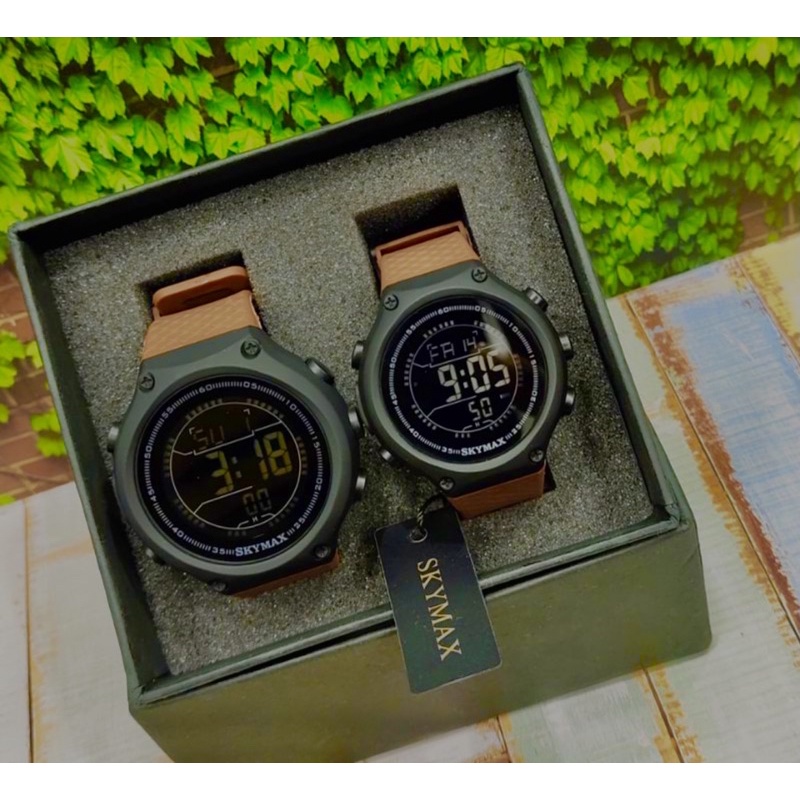 Jam tangan skymax couple coklat