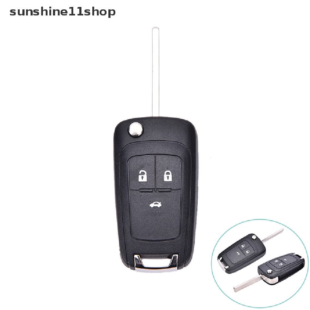 Sho Rumah / Casing Kunci Remote Lipat 3 Tombol Plastik Warna Hitam Untuk Chevrolet Cruze N