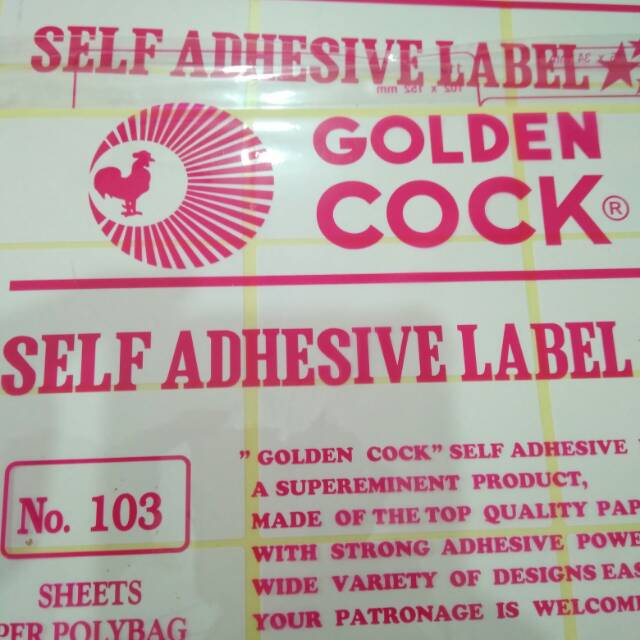 

Label sticker Golden cock 103 121 112 99