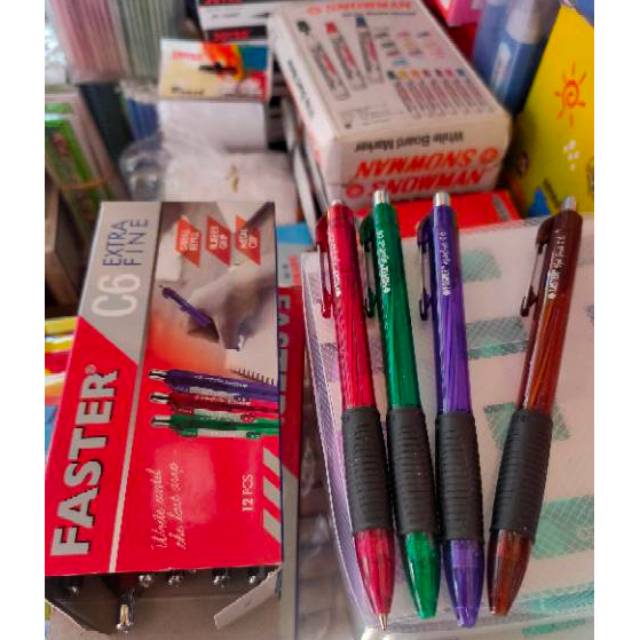 

PULPEN / PEN / BALLPOINT FASTER C6 WARNA HITAM DAN BIRU 1 LUSIN