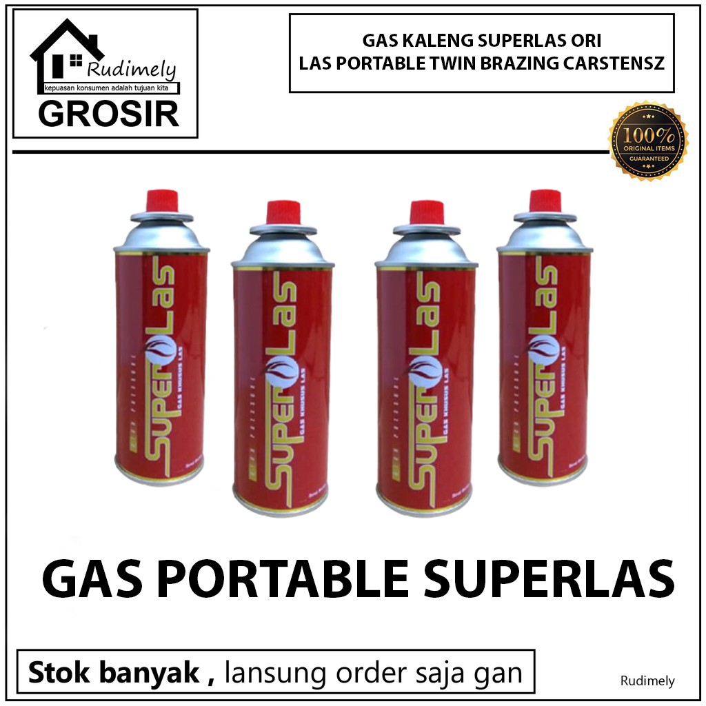 GROSIR GAS KALENG PORTABLE SUPERLAS ORI + ALAT LAS BAKAR / TORCH LAS PORTABLE TWIN BRAZING CARSTENSZ