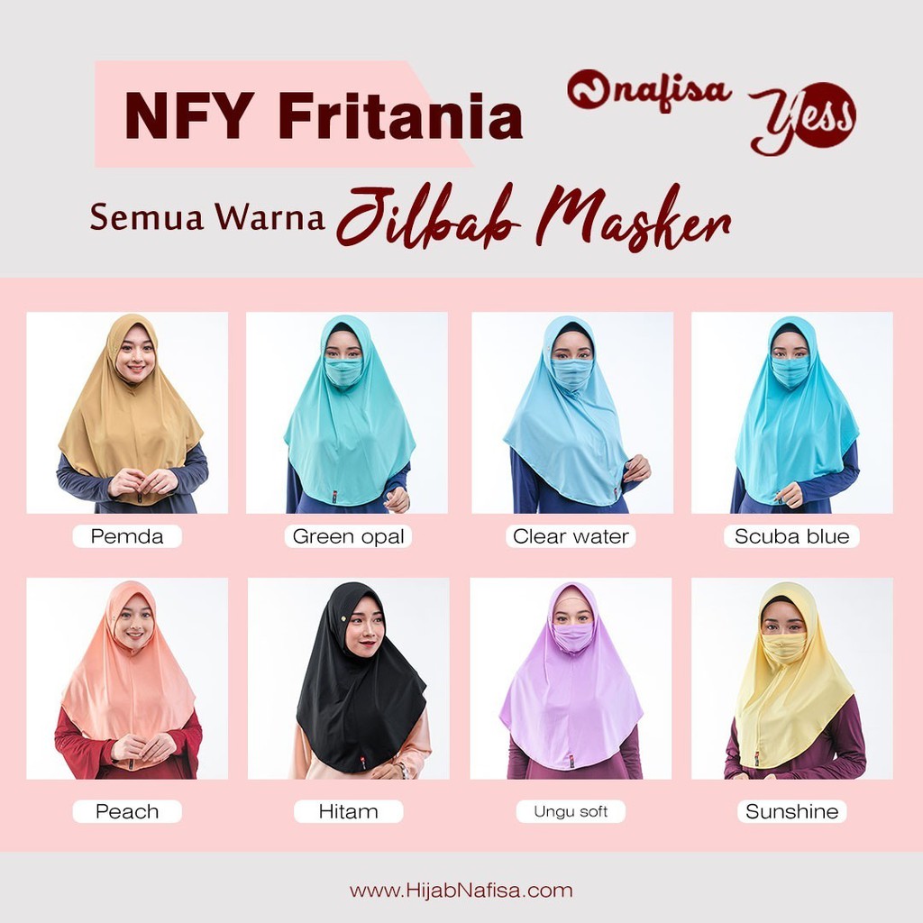 Jilbab Instan Bergo Nafisa Fritania | Hijab Instan Pet Kecil Variasi Masker Kerudung Instan Niqab