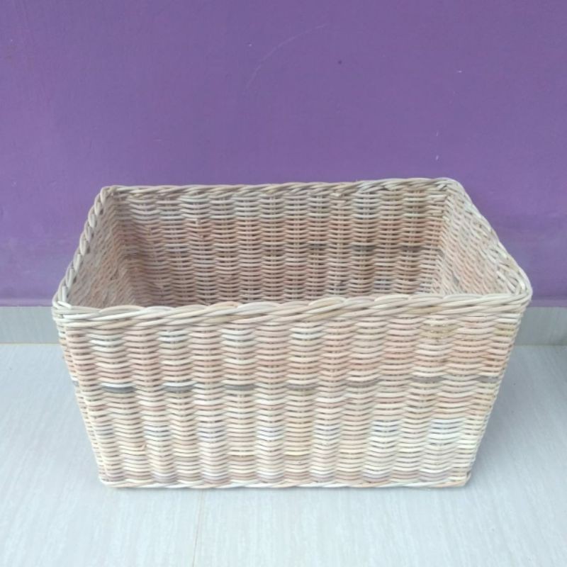 Keranjang persegi panjang kotak rotan penyimpanan 50x30x30 cm