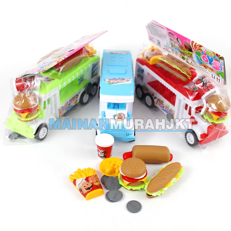 MAINANKEI ANAK MURAH MOBIL BURGER LI11 MOBIL HOTDOG FASTFOOD KELILING SET BURGER