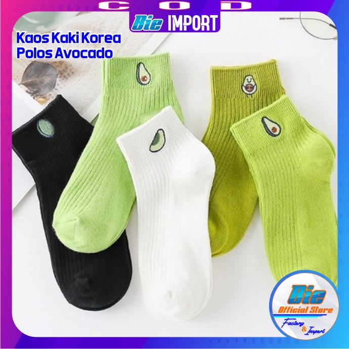 Kaos Kaki Korea Wanita Motif Avocado Polos Impor Best Seller