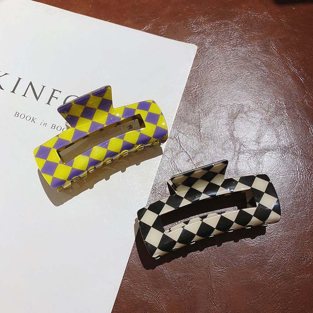 Nickolas1 Jepit Rambut Elegan Manis Permen Warna Checkerboard Acetate Barrettes Hiasan Rambut