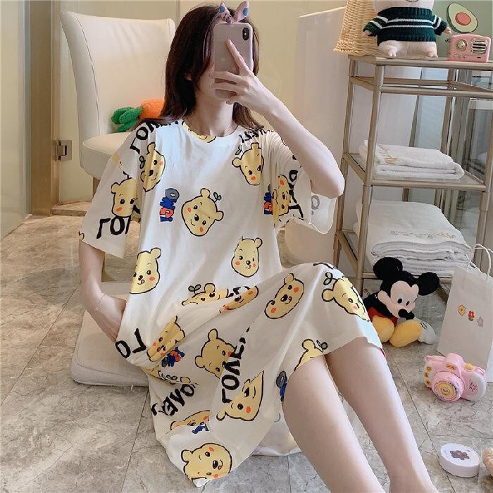 Baju Daster Pendek Wanita Baju Tidur Cewek Lengan Pendek Motif Karakter Baju Rumah Santai Fashion Impor Bahan Adem Korea Import Murah Lucu