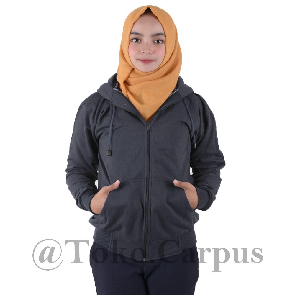 JAKET ZIPPER POLOS PRIA WANITA ABU TUA TOKO CARPUS