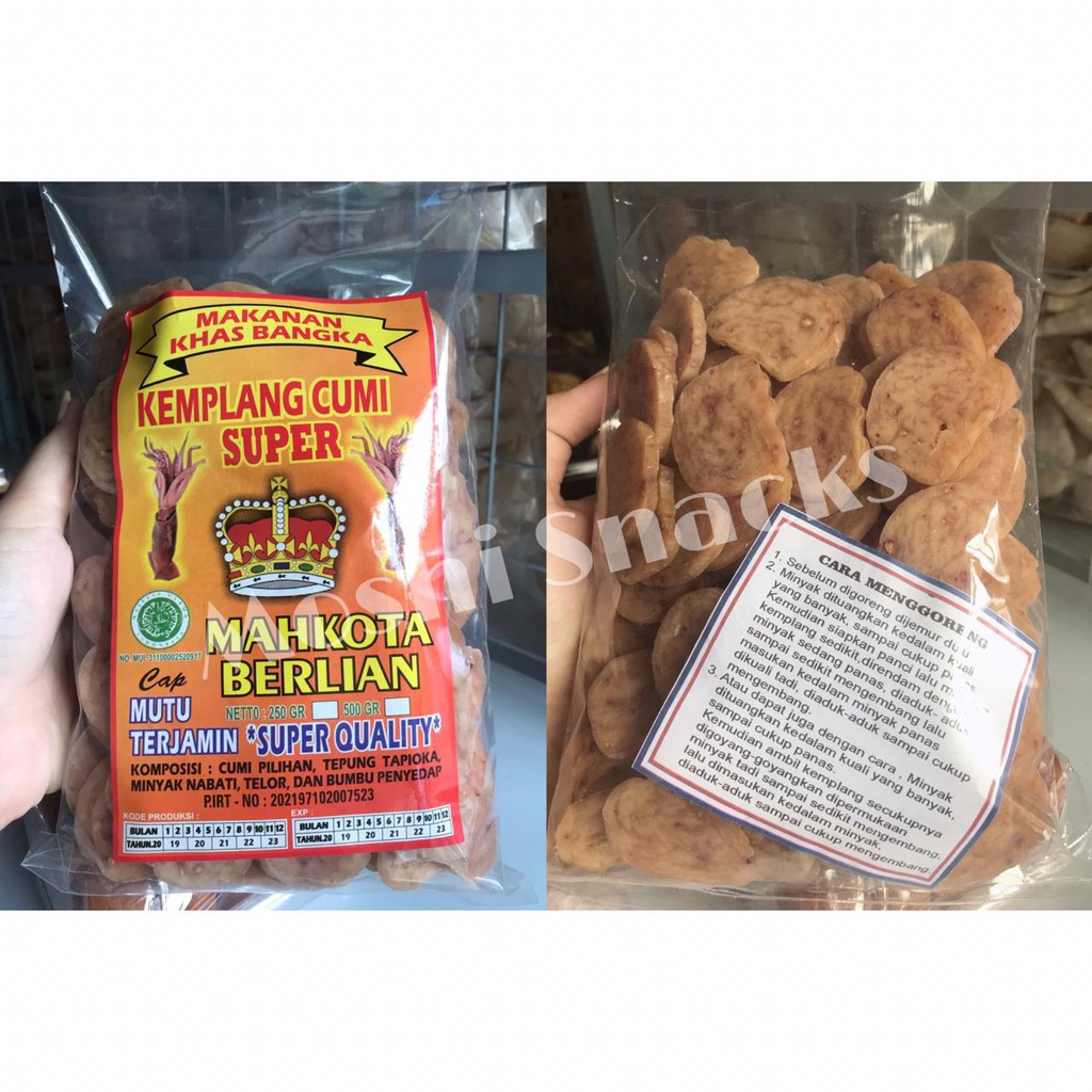 

Kerupuk Kemplang Mentah Mahkota Cumi (Bulat Kecil) 500gr Asli Bangka