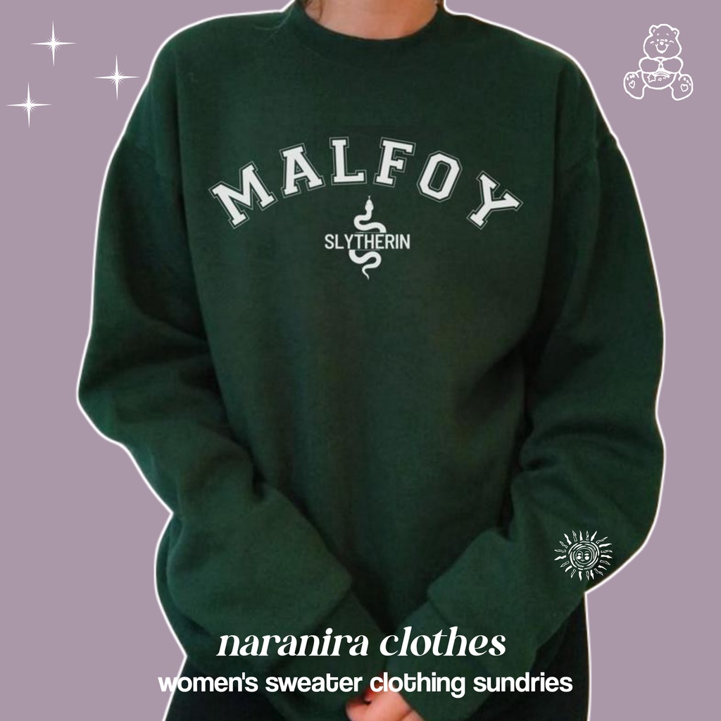 Pakaian Wanita Sweater - Model Crewneck Malfoy Slytherin