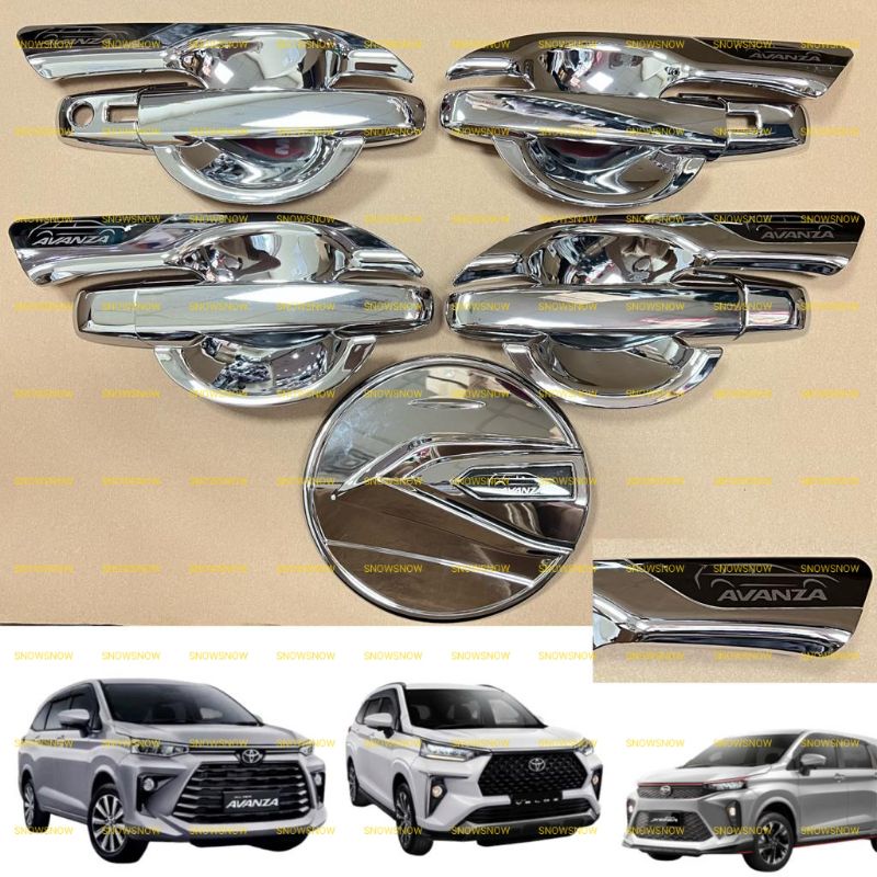 Paket Outer Handle Tank Cover Avanza Xenia Veloz 2022 2023 2024 UP GR SPORT Hitam Chrome