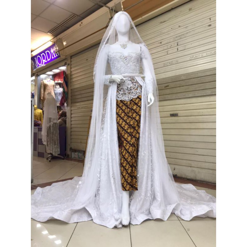 Kebaya Pengantin, Full Payet, Warna Putih Bersih