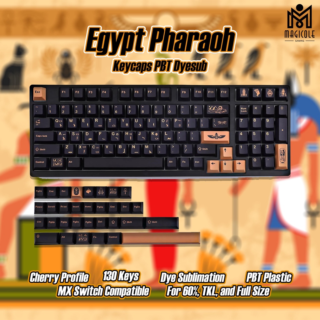Titan Nation Egypt Pharaoh Keycaps PBT Dyesub for Mechanical Keyboard