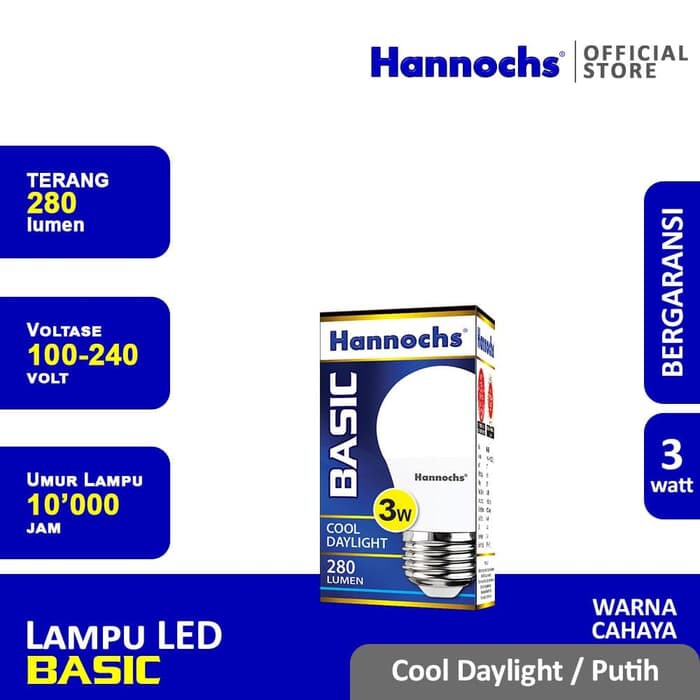 HANNOCHS Lampu Led Basic 3 Watt - Garansi 1 Tahun