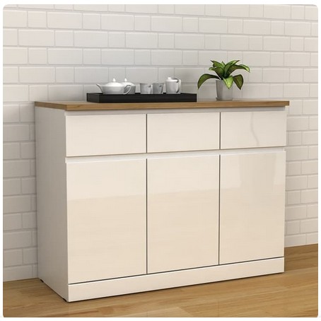 Kitchen set bawah Arya SB bufet minimalis buffet kabinet dapur putih white glossy susun