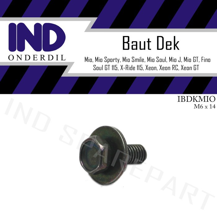 IND Onderdil Baut-Baud Dek-Deck-Bordes Body-Bodi M6x15 Mio Old-Sporty-Smile-Soul-J-GT/Fino