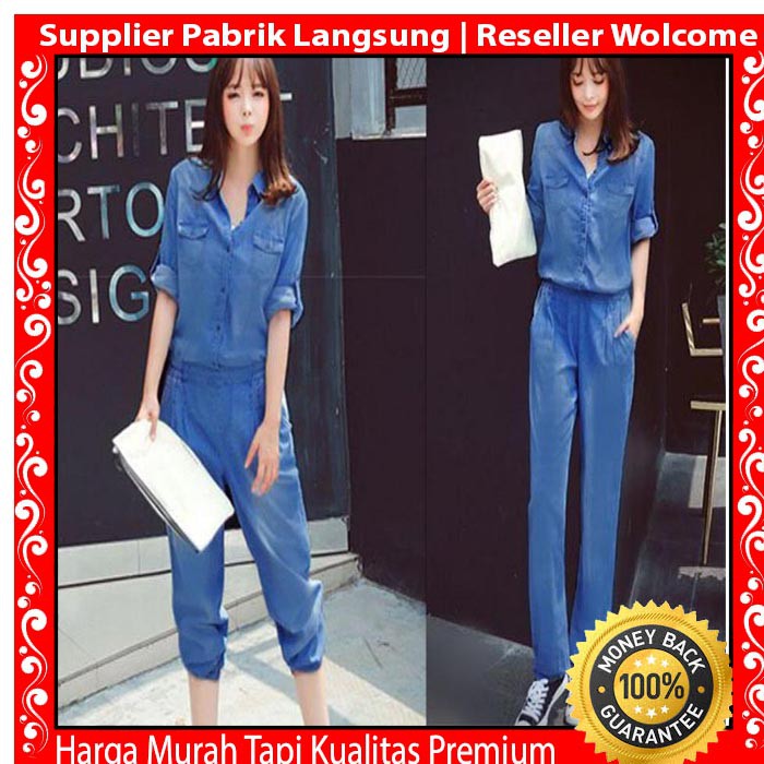 Jumpsuit tiara/jumpsuit denim/jumpsuit murah/baju wanita murah/6440